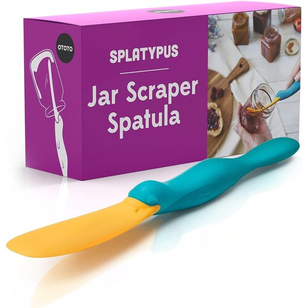 OTOTO Splatypus Jar Spatula- 100% Food Safe, BPA Free Jar Scraper Spatula- Dishwasher Safe Skinny Spatula- Jar Spatulas for Scooping and Scraping- Peanut Butter Spatula- Size: 8.35X0.87X0.79 Inch