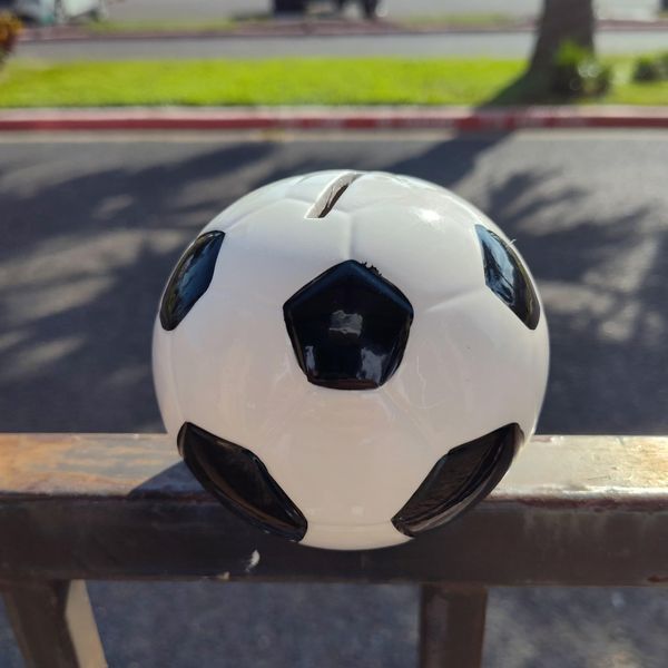 Ceramic Soccer Ball Coin Bank