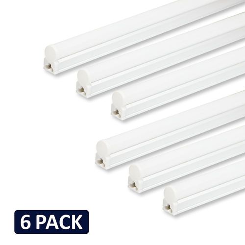 6 Pack LED T5 4 Linkable Shop Lights Fixture White On/Off Switch 6500k 2200lm