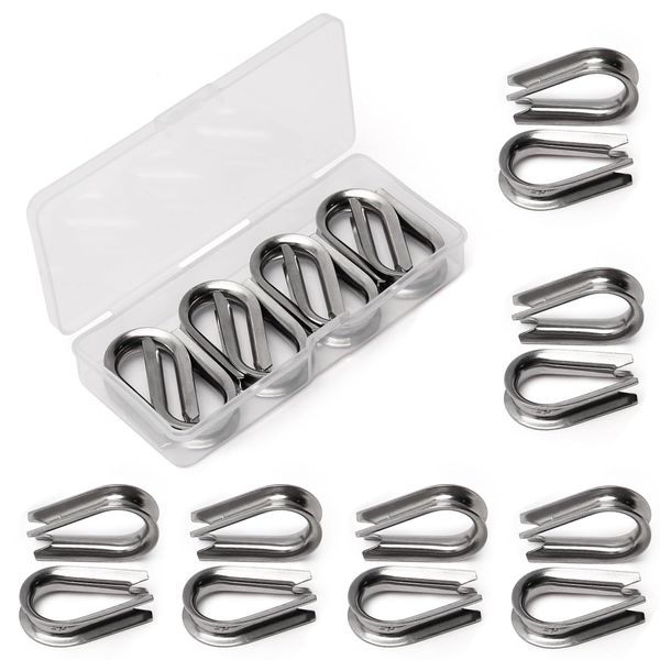 Aicosineg Wire Rope Thimble M3 Stainless Steel Abrasion Resistant Corrosion Resistant Terminal Treatment Eye Treatment Fits 3mm Diameter Wire Rope Outer Length 21mm Slot Width 5.7mm Inner Length 17.4mm Inner Width 10mm Pack of 20