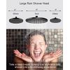 BRIGHT SHOWERS Rain Shower Head, 9 Inch High Pressure Waterfall Showerhead with Adjustable Angle and Anti-clogging Silicone Nozzles, Luxury Bathroom Overhead Shower, Oil-Rubbed Bronze