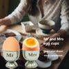 Egg Cups, Mr and Mrs Egg Cup Holder Stainless Steel Egg Holders Easter Egg Stand for Breakfast 2pcs (Silver)