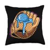 Ice Cream Cone Baseball Glove Sprinkles Drip Throw Pillow