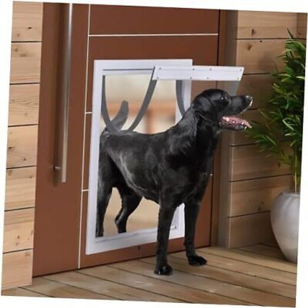 Large Dog Door for Doors, Extreme Weather Energy Efficient Pet X-Large White