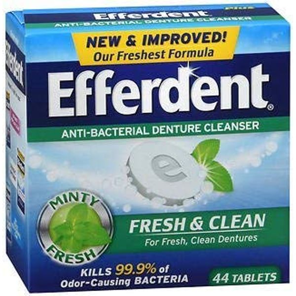 Efferdent Retainer Cleaning Tablets, Denture Cleaning Tablets for Dental Appliances, Minty Fresh & Clean, 44 Count, (Pack of 3)