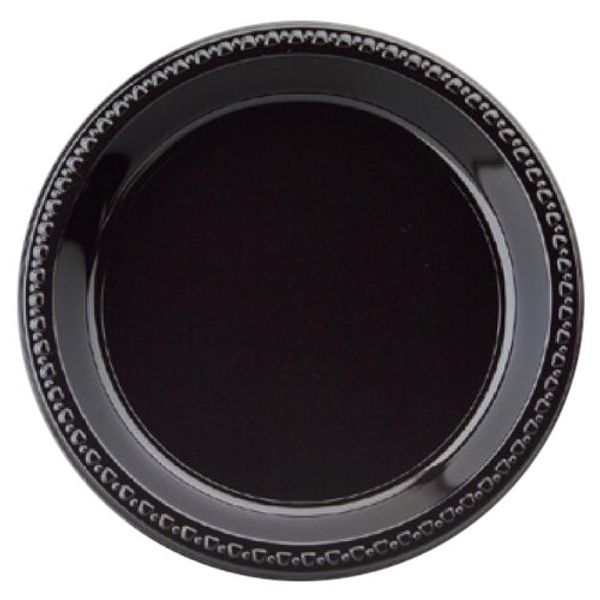 Chinet 81410 Heavyweight Plastic Plates, 10 1/4 Inches, Black, Round, 125 Plates per Bag (Case of 4)