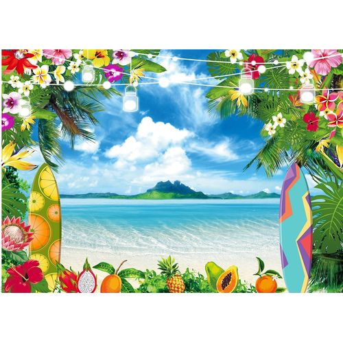 CYLYH 8x6ft Summer Hawaiian Beach Photography Backdrop Tropical Flower Palm Leaves Background for Luau Aloha Party Decoration Banner D848