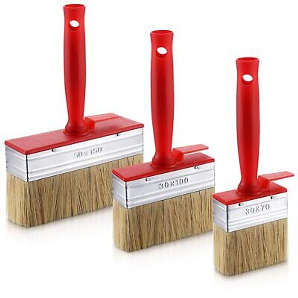 3 Pieces Deck Stain and Sealer Block Paint Brushes on Wood Heavy Duty Brush P...