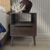 Mid-Century Modern 18W Solid Mango Wood Nightstand with Drawer in Gray