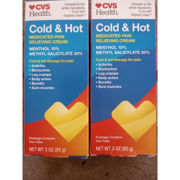 2-PACK CVS Cold & Hot Extra Strength Pain Relieving Cream 3oz per box