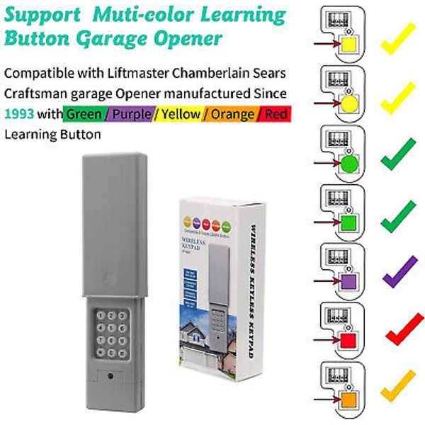 Universal Garage Door Opener Keypad Keyless Entry Control 2 Door for Craftsman