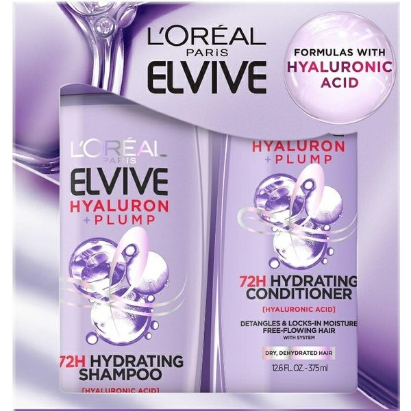 L'Oreal Paris Elvive Hyaluron + Plump Hydrating, Shampoo & Conditioner, 12.6oz