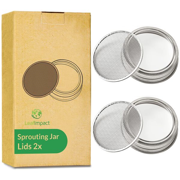 2 Pack Sprouting Jar Lids | for 7cm Regular Mouth Mason Jars | Easy Fresh Sprouts at Home | Strainer Screen for Canning Jars | 304 Stainless Steel Mesh Lid for Growing Broccoli, Alfalfa, Beans & More