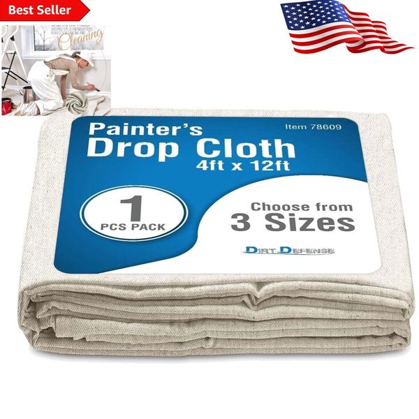 Heavy-Duty 4ft x 12ft Cotton Canvas Tarp for Art Supplies & Furniture Protection