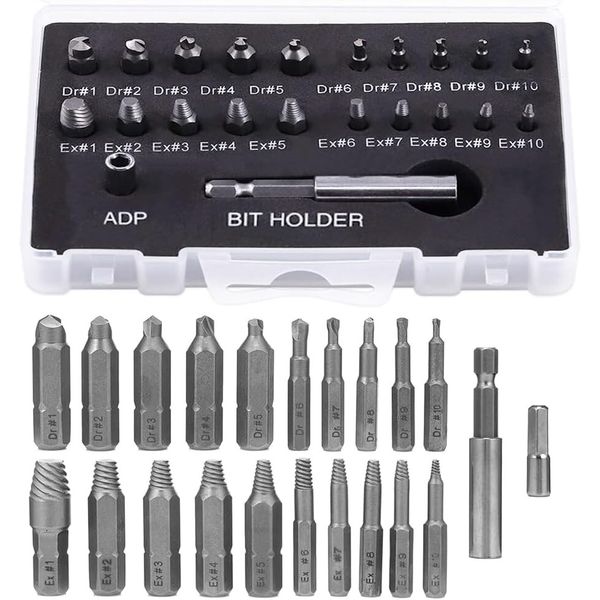 22Pcs Mini Damaged Screw Extractor Kit Small Stripped Screws Remover Easy Out