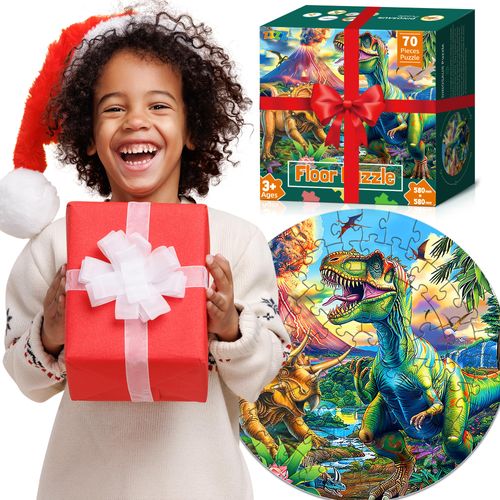 ZIZZ Dinosaur Floor-Puzzles Toy for Kids: 70Piece Dinosaur Puzzle for Kids Age 3 4 5 6 7 8 Year Olds Boy Learning & Educational Games Toys Toddlers Best Gifts for Birthday Christmas