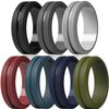 ThunderFit Silicone Wedding Rings for Men 7 Rings 4 Rings 1 Ring Brush Top Middle Engraved Line Rubber Engagement Ring 10.5-11 (20.6mm)