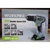 WORKPRO 20V Cordless Drill Driver Kit 3/8" 18+2 Torque 2 Speed w/Battery Charger