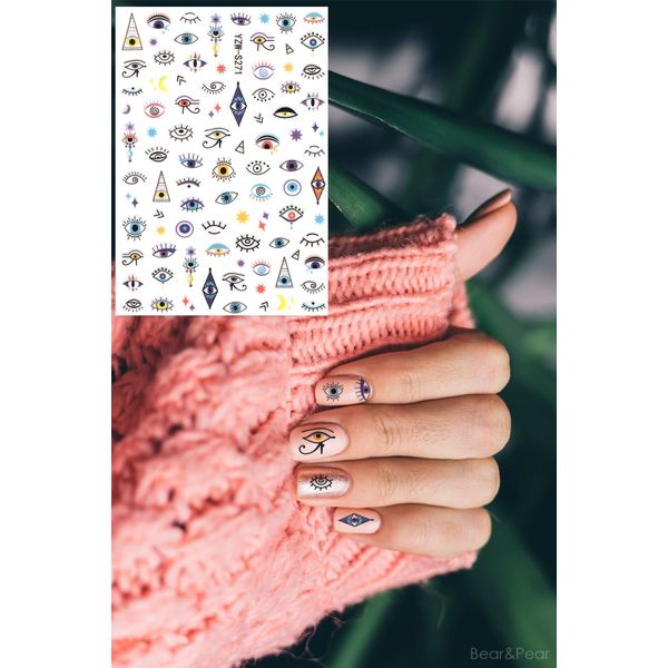 Nazar Boncuğu ve Göz Kadın Tırnak Dövmesi Nail Art Sticker