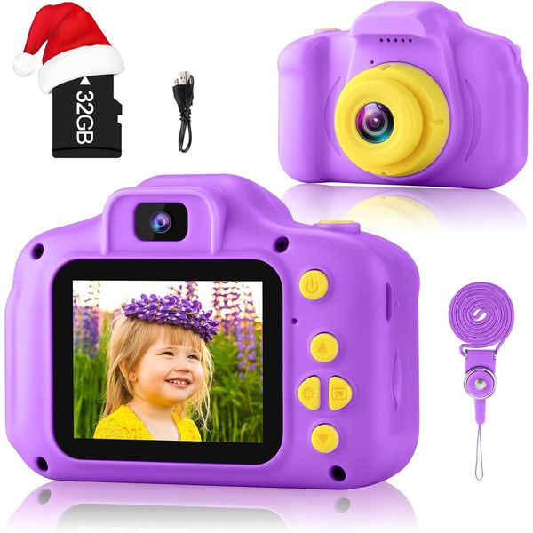 GKTZ Toys for Girls Age 3-8, Kids Camera Digital Video Toddler Camera Children Camcorder Birthday Gifts for 3 4 5 6 7 8 Year Old Girls with 32GB SD Card