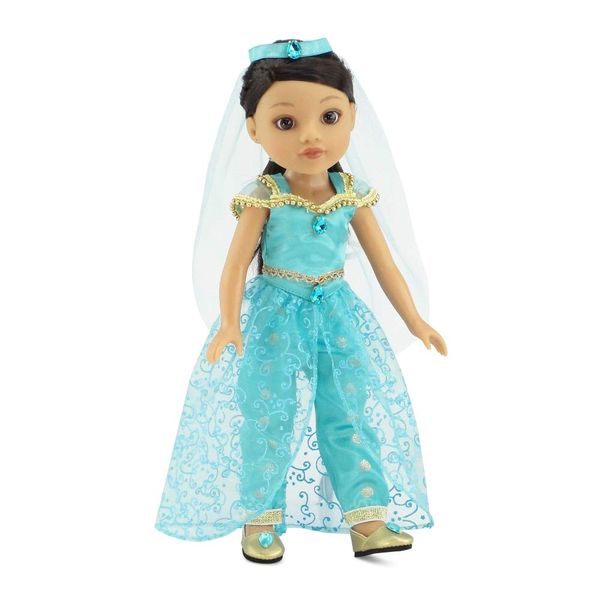 Emily Rose 14 Inch Doll Stunning 4 Piece Jeweled 14" Doll Princess Costume Gift Set | Make Believe 14" Doll Princess Outfit Set, Including Shoes! | Fits Most 14" and 14.5" Hard-Bodied Dolls