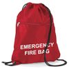 School & Workplace Evacuation Emergency Fire Bag - Printed Red Documents & Equipment Drawstring Sack Bag