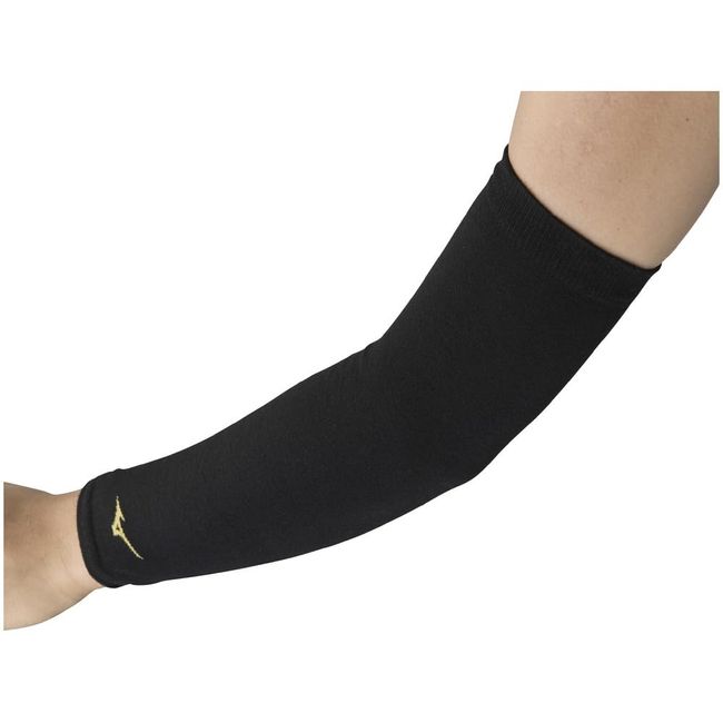 Mizuno V2MYA110 Volleyball Elbow Supporter (No Padding, Unisex), Long Type, Black x Gold, 1 Piece