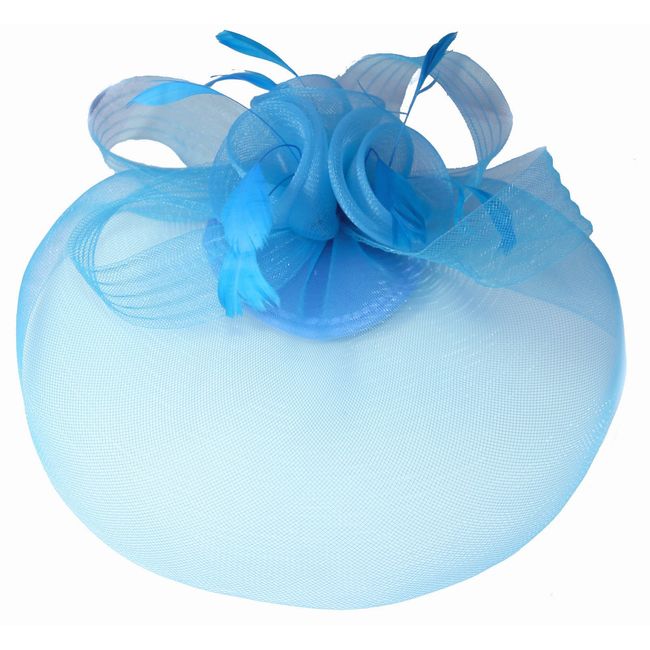 Caprilite Fashion Light Blue Net Fascinator Hat Veil - Wedding Ascot Races Hair Accessories Clip