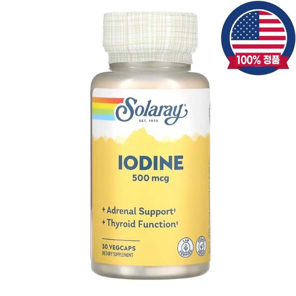 Solaray Potassium Iodide Iodine 500mcg Iodine 30 vcaps, 500mcg 30 vcaps