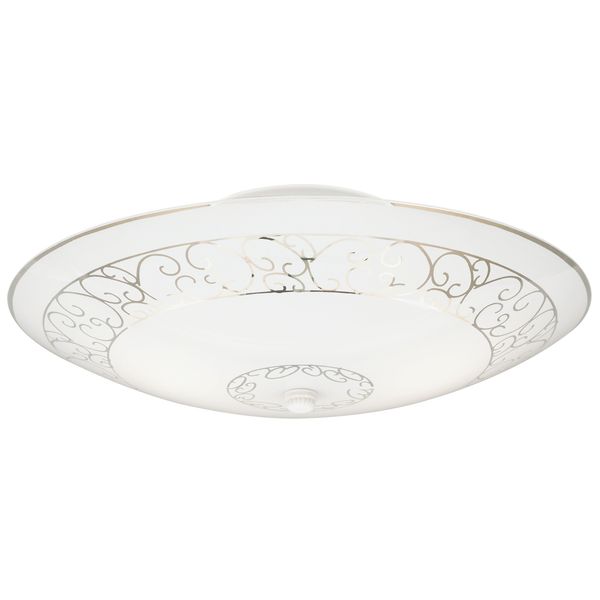 Westinghouse Lighting 6620600 Two-Light Semi-Flush-Mount Interior Ceiling Fixture, White Finish with White Scroll Design Glass