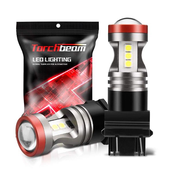 Torchbeam 3157 LED Light Bulbs 3600 Lumens with Projector Error-free For Reverse Back Up Lights DRL Brake Lights Fit 3156 3057 3056 4157 6500K Xenon White（Pack of 2）