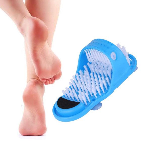 Foot Scrubber, bluesees 1 Piece Magic Shower Foot Massager Cleaner Slippers Brush with Non-Slip Suction Cups, Foot Acupressure Massage Spa Easy Cleaning Brush Exfoliating Scrub Foot Massager Slippers