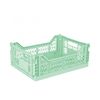 Ay-Kasa Folding Crate, Sturdy Folding Box, Plastic, Stackable, Warm Mint, Midi (40 x 30 x 14 cm)