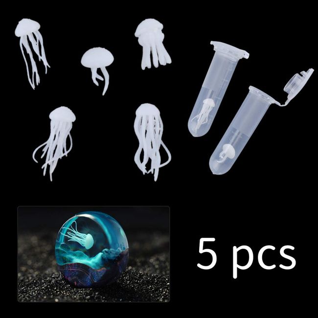 FineInno 3D Marine Life Sea Jellyfish Silicone Molding Material for Resin Encapsulation UV Resin Mold DIY Deco Material Micro 5 Sets (Jellyfish)