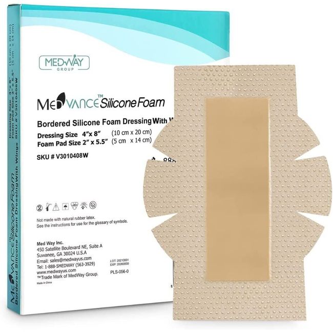 MedVanceTM Silicone - Bordered Silicone Adhesive Foam Dressing with Wings,...