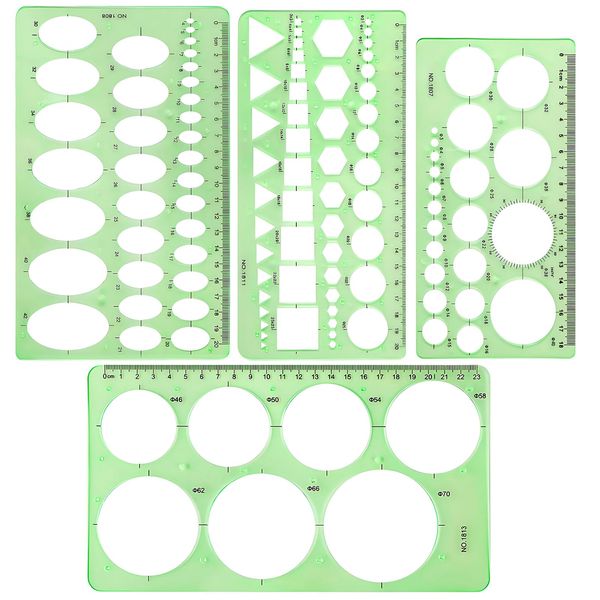Circle Stencil Template for Drawing, Plastic Circles Geometric Stencils Measuring Templates Rulers Tool for Drafting Crafts Reusable