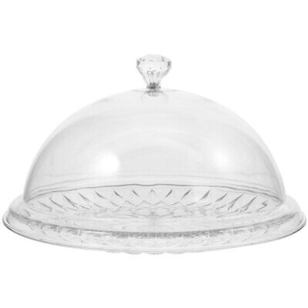 Cake Platter with Dome Transparent Cover Pan Banquet Serving Tray Lid