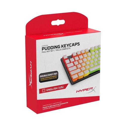 HyperX Pudding Keycaps - Full Set of Keys - PBT - {White} - English (US) Layout - 104 Key Backlit OEM Profile