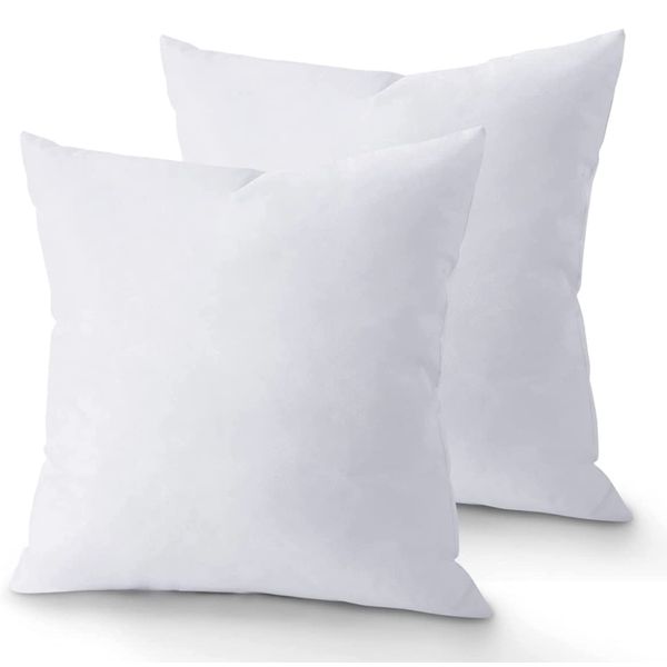 QUBA LINEN 18 x 18 Throw Pillow Insert - Pack of 2 White, Down Alternative Pillow Inserts for Decorative Pillow Covers, Throw Pillows for Bed, Couch Pillows for Living Room (Pack of 2)