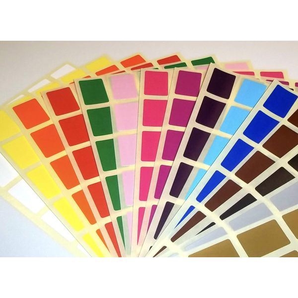 20 x 30mm Rectangle - Assorted/Mixed Packs of Colour Code Rectangular Stickers/Coloured Sticky Labels/dots (300)