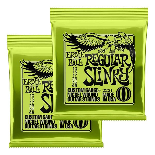 ERNIE BALL 2221 Ernie Ball Electric Guitar Strings Regular Slinky (10-46) 2Set Pack