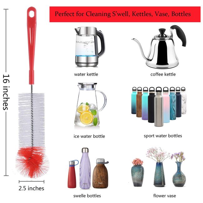 Long Bottle Cleaning Brush 17 Extra Long Brush for Washing Narrow Neck  Beer, Wine, Tea Coffee Cup,Kombucha, Water Bottles,Decanter, Narrow Neck