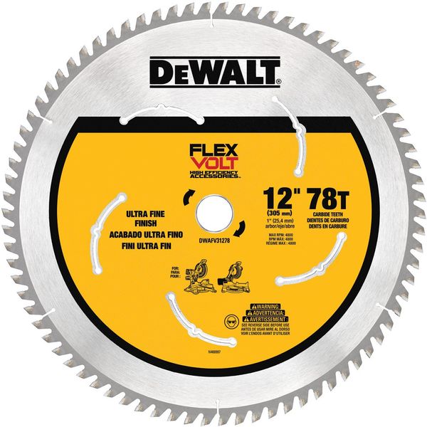 DEWALT DWAFV31278 Flexvolt 78T Miter Saw Blade, 12"