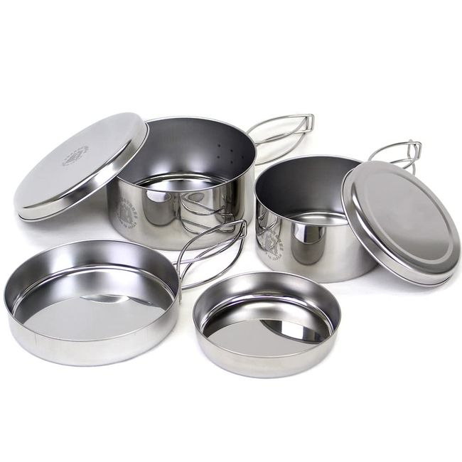 PEAKS & TREES Camping Multi Cooker Set, Stainless Steel, 6 Pieces, Outdoor Pot, Made in Japan, Direct Fire, Cookware, Cooking, Climbing, Lightweight, Solo, Family, For Two People, Peaks & Trees