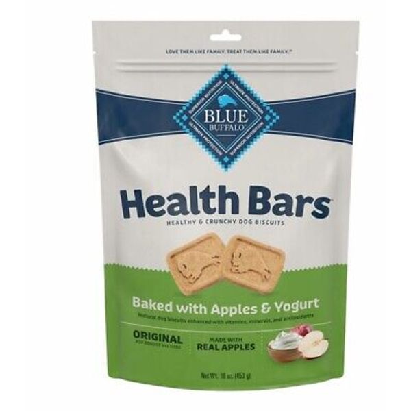 Blue Buffalo Health Bars Natural Crunchy Dog Treats Biscuits, Apple & Yogurt 16o