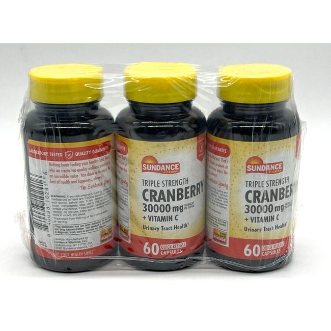 Pack of 3 - Sundance Vitamins Triple Strength Cranberry 3000 mg - 60 Caplets