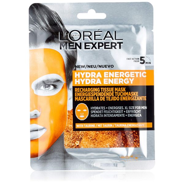 L'Oreal Paris Men Expert Gift Set for Men, Tissue Face Mask Multi-Pack with Re-energising Taurine, 0.276 kg