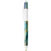 Bic 4 Colours Turquoise Marble Barrel Retractable 4 in 1 Ballpoint Pen