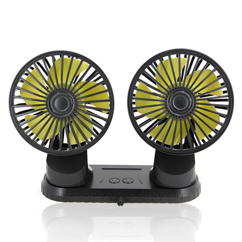 HPYDIY Dual-Head USB Car Vent Fan - 360° Rotatable 3-Speed Cooling, Secure Adhesive Base, Quiet for SUVs, Trucks, Vans, RVs (2 black)