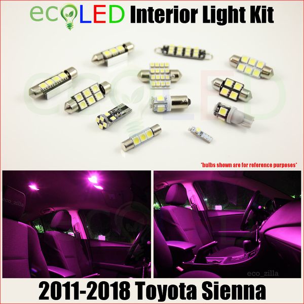 For 2011-2018 Toyota Sienna PINK Interior LED Light Replacement Kit 15 Bulbs